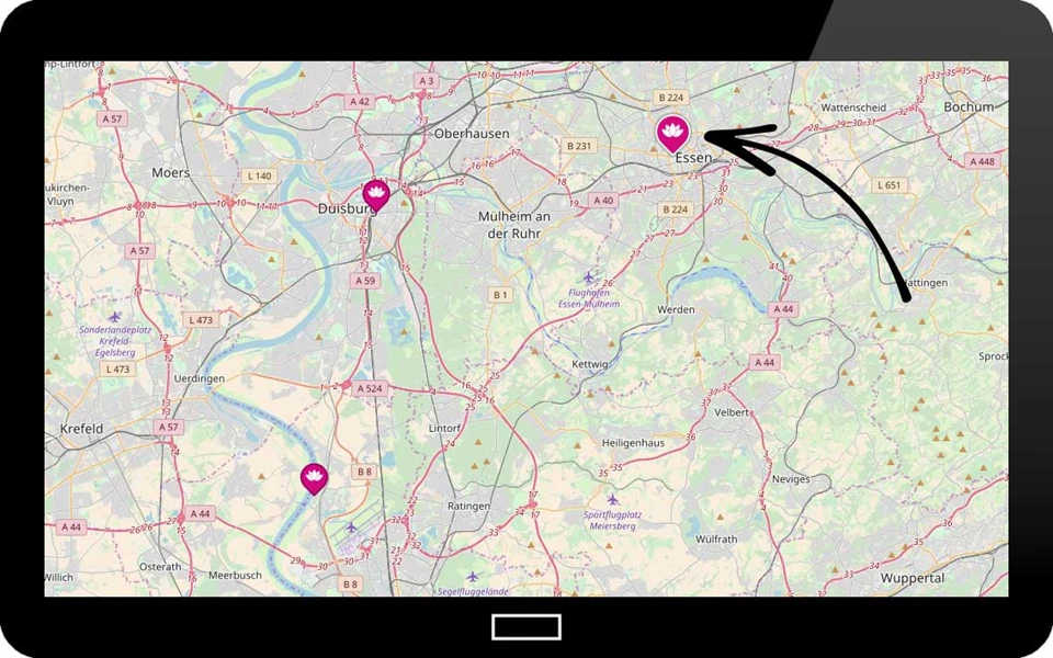 Hervorgehobene Darstellung auf der Karte